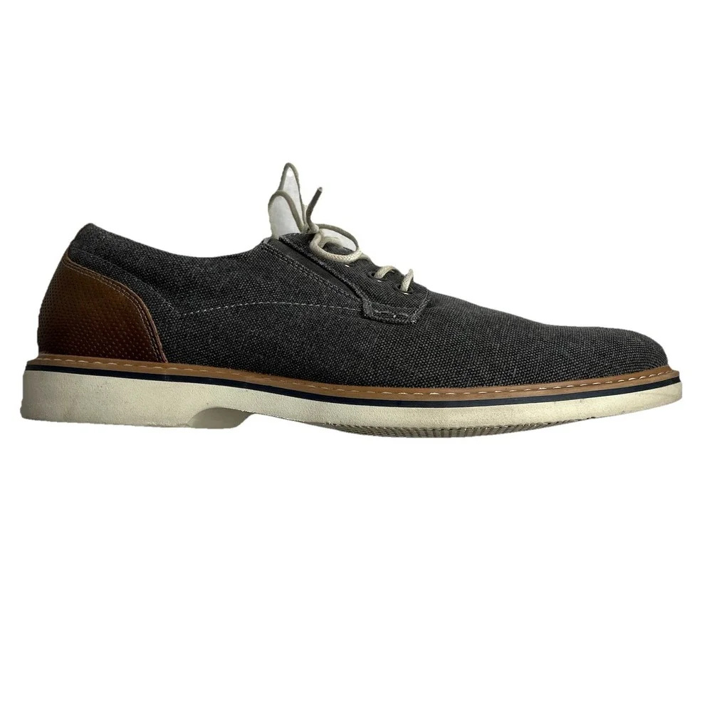 Nunn Bush Men's 9.5 Barklay Canvas Plain‎ Toe Oxford Lace Up Navy Multi Blue